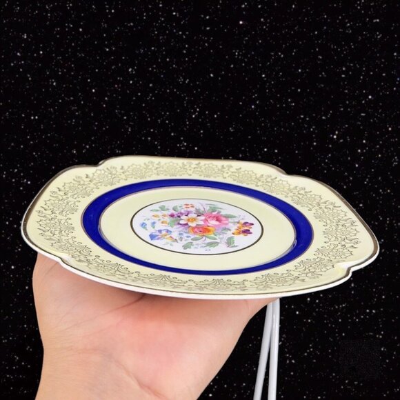 JOHNSON BROTHERS England Pareek Plates Floral Center Set 7 Square Ceramic 7.5"W - Picture 5 of 11